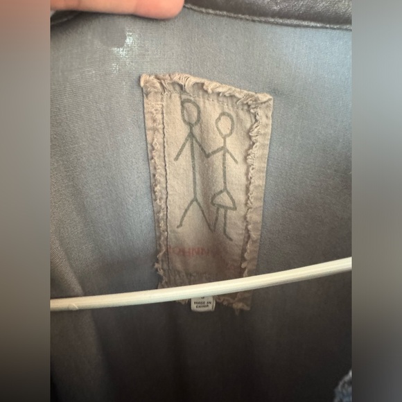 Johnny Was Storm Grey Silk Velvet Button Up Blouse - Picture 6 of 6